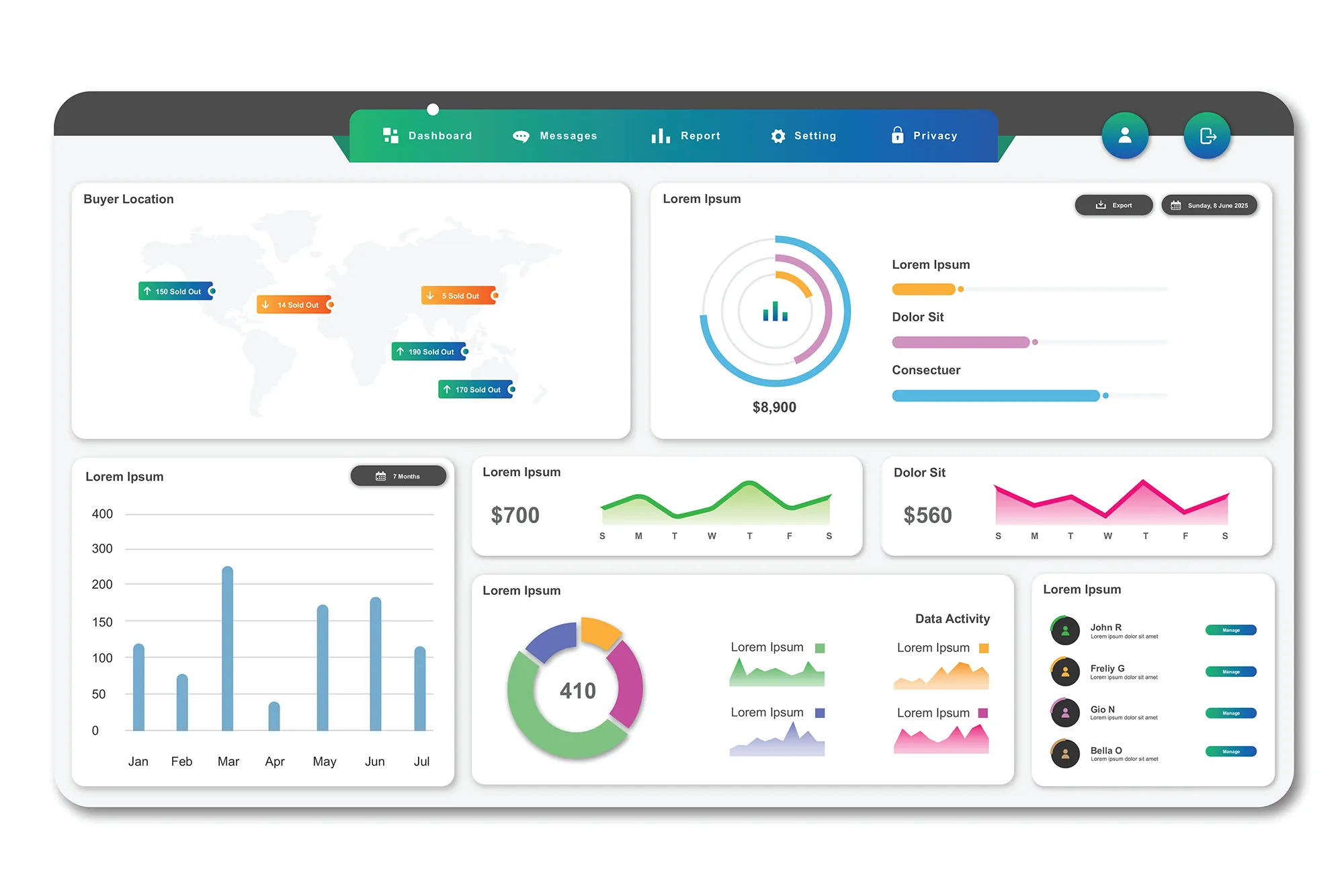Business tools dashboard